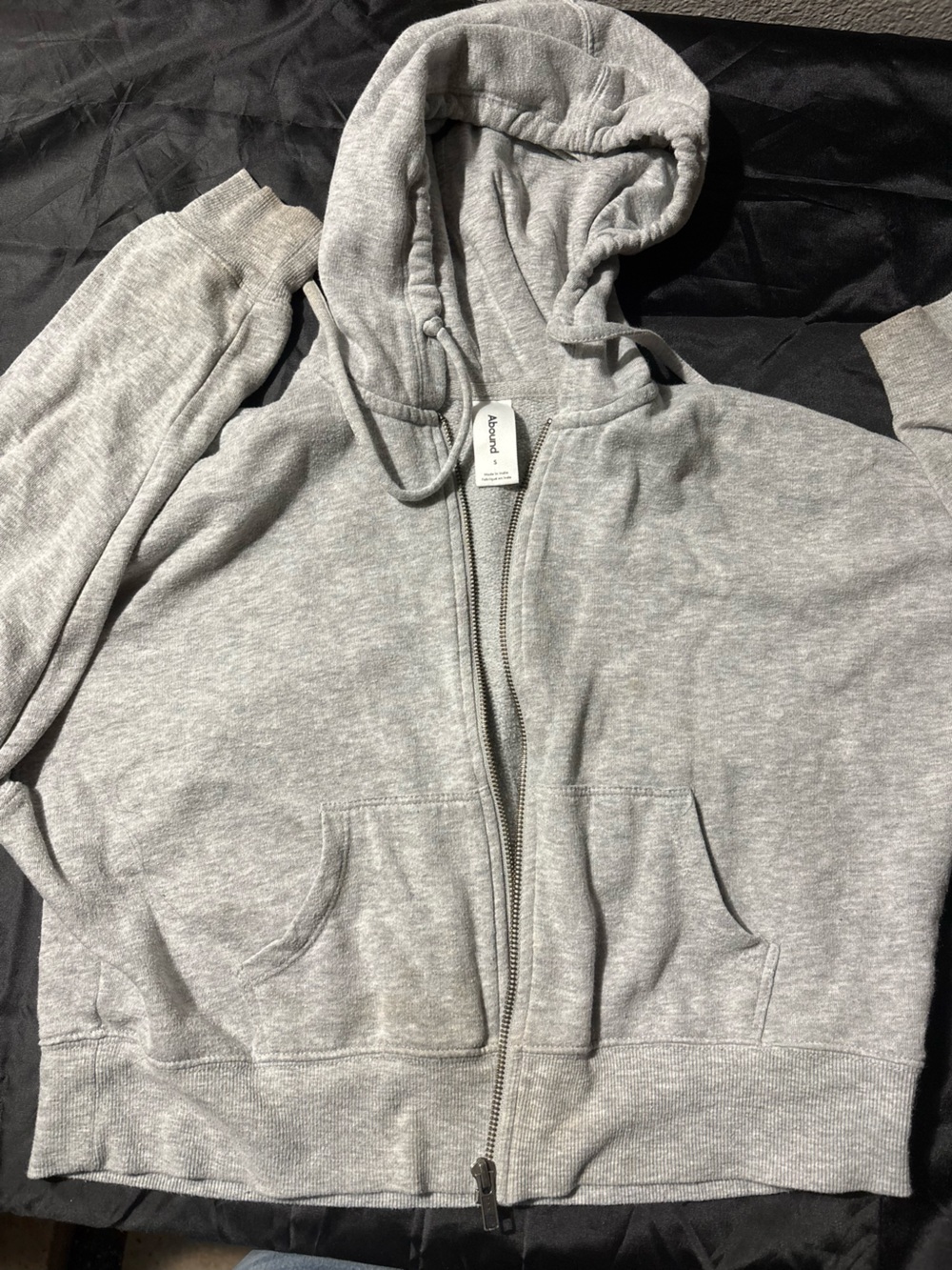 Womens Light Gray Full-Zip Hoodie